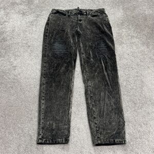 Eileen Fisher Overdyed Acid Washed Velour Jeans Womens 12P Black Grunge 32x28